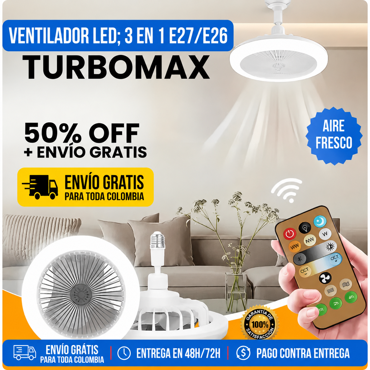 Ventilador Inteligente de LED 2 en 1 TurboMax™ - [SUPER POTENTE]